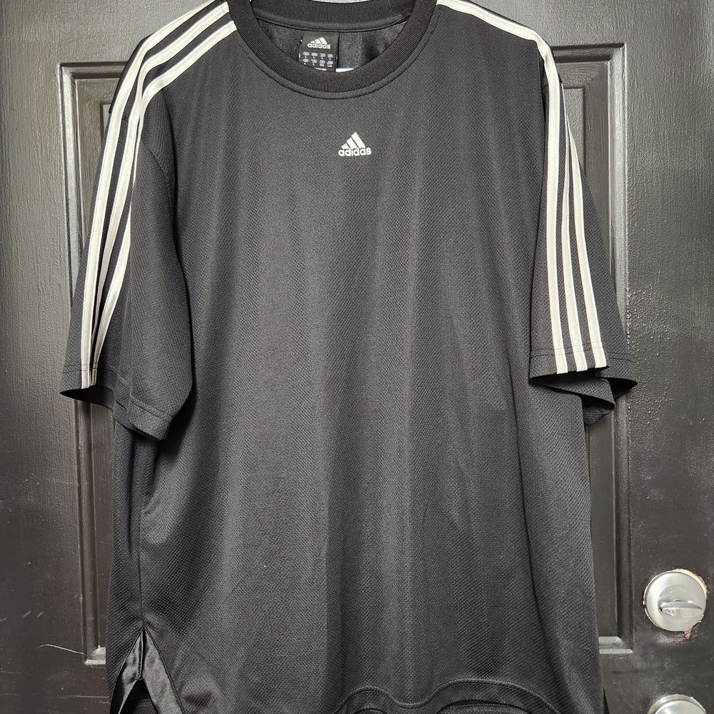 Adidas Men's Black 3-Stripes Athletic Training Shirt Size Large Made in Thailand